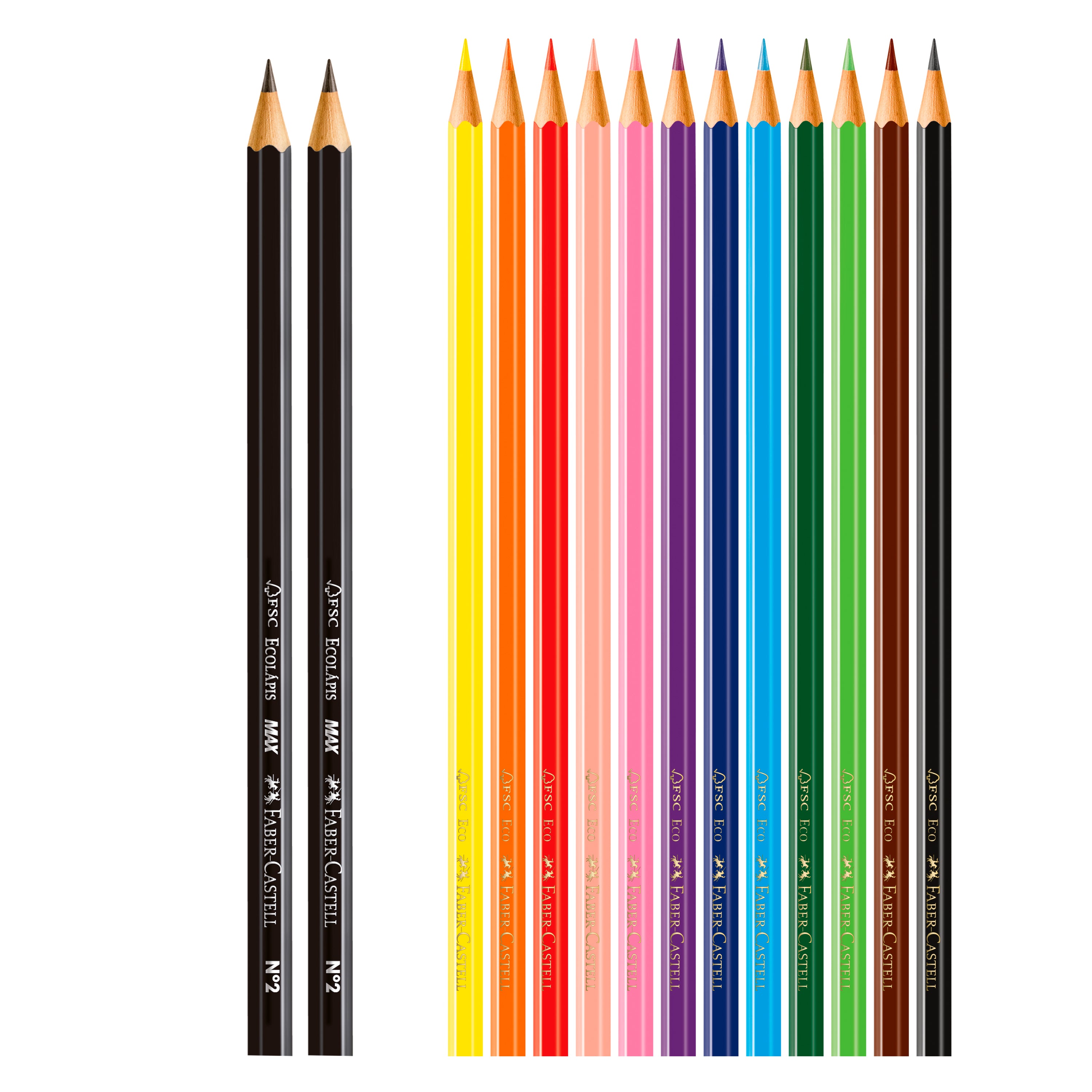 EcoLápices de Colores de 12 +2 EcoLápices grafito