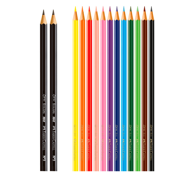 EcoLápices de Colores de 12 +2 EcoLápices grafito