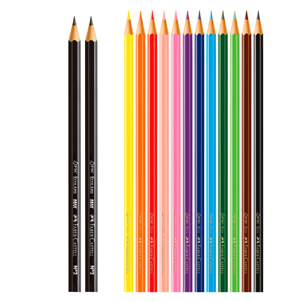 Colores Faber-Castell Ecolápices SuperSoft x 12 + 2 Ecolápices de Grafito