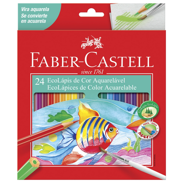 EcoLápices de Colores de 24 acuarelables + 1 pincel + 1 Sacapuntas