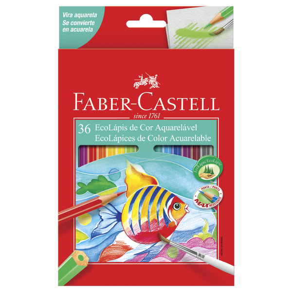 EcoLápices de Colores de 36 acuarelables + 1 pincel + 1 sacapuntas