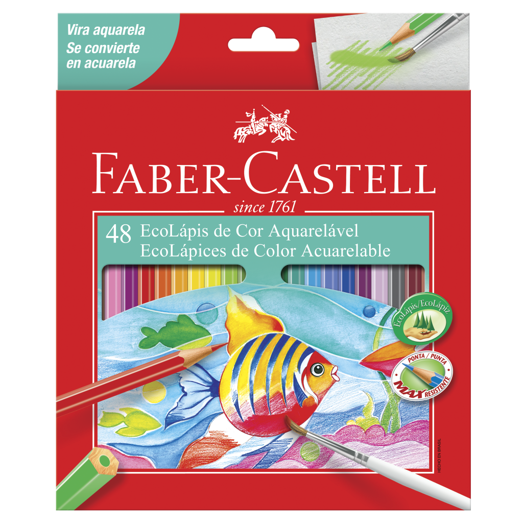 EcoLápices de Colores de 48 acuarelables + 1 pincel + 1 Sacapuntas