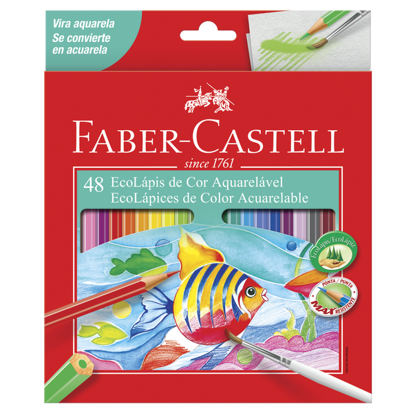 EcoLápices de Colores de 48 acuarelables + 1 pincel + 1 Sacapuntas