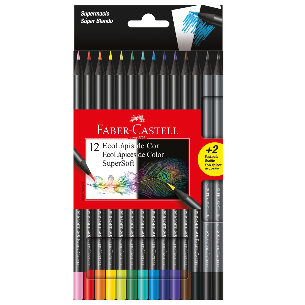 EcoLápices de Colores Supersoft de 12 colores + 2 grafitos