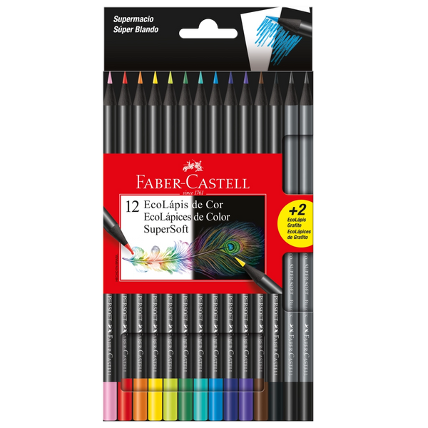 EcoLápices de Colores Supersoft de 12 colores + 2 grafitos