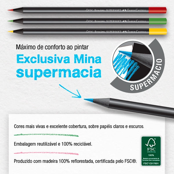 EcoLápices de Colores Supersoft de 12 colores + 2 grafitos