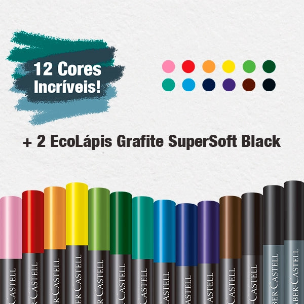 EcoLápices de Colores Supersoft de 12 colores + 2 grafitos