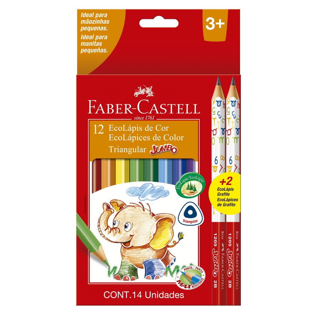 EcoLápices de Colores Jumbo de 12 + 2 EcoLápices grafito Jumbo