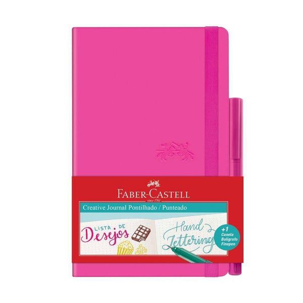 Libreta punteada color rosada + 1 bolígrafo