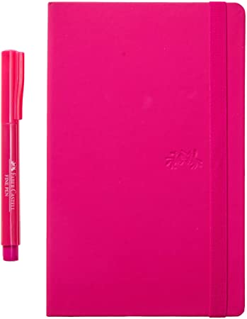 Libreta punteada color rosada + 1 bolígrafo