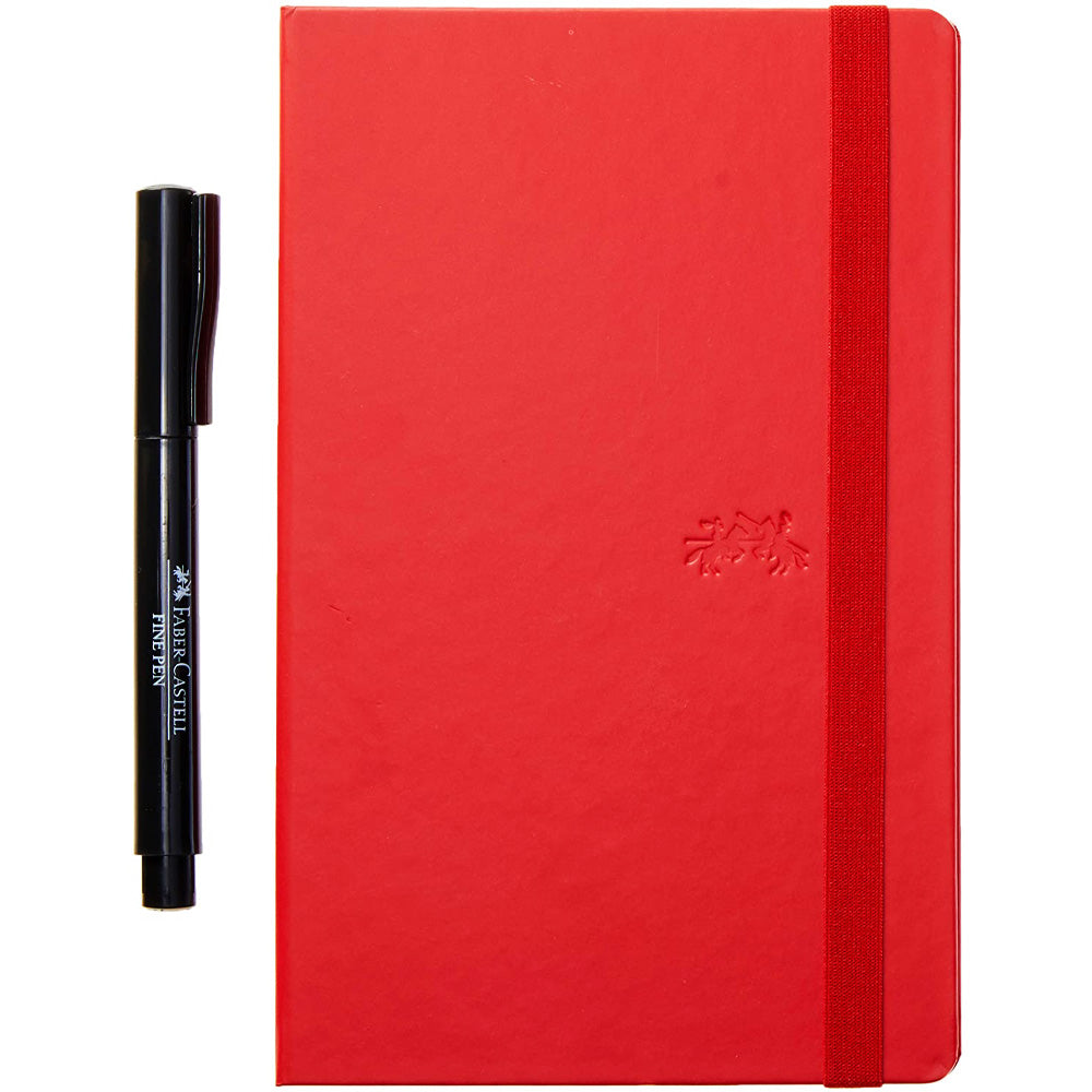 Libreta rayada color rojo con 84 hojas + 1 bolígrafo color negro