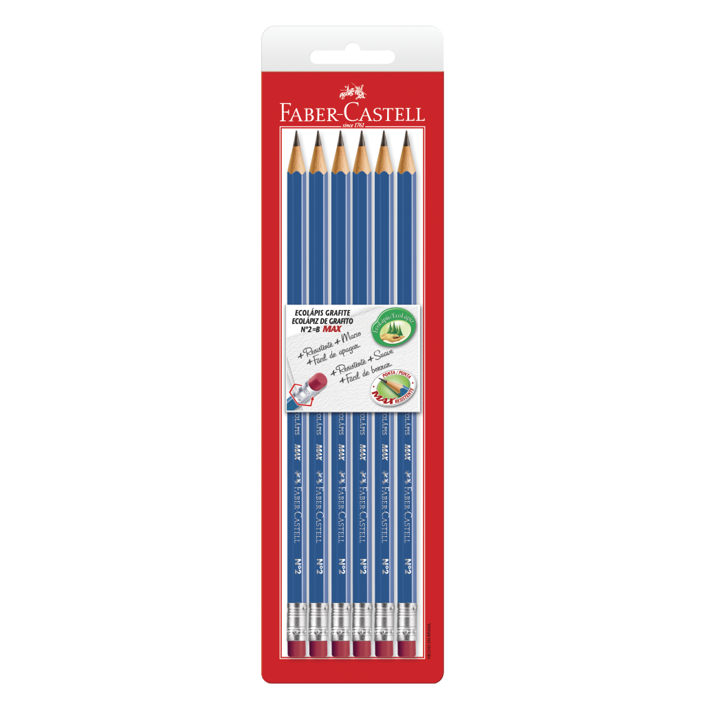 Blister con 6 EcoLápices Grafito con borrador barniz azul