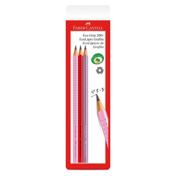 Blister con 3 EcoLápices Grip 2001 con tres colores