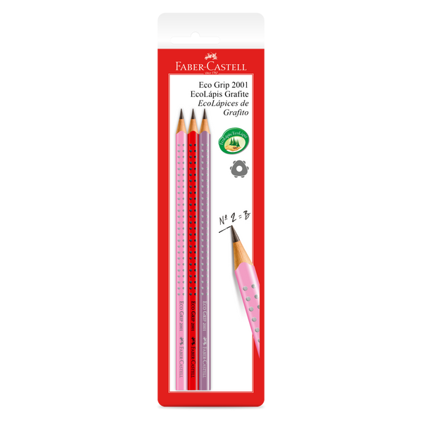 Blister con 3 EcoLápices Grip 2001 con tres colores