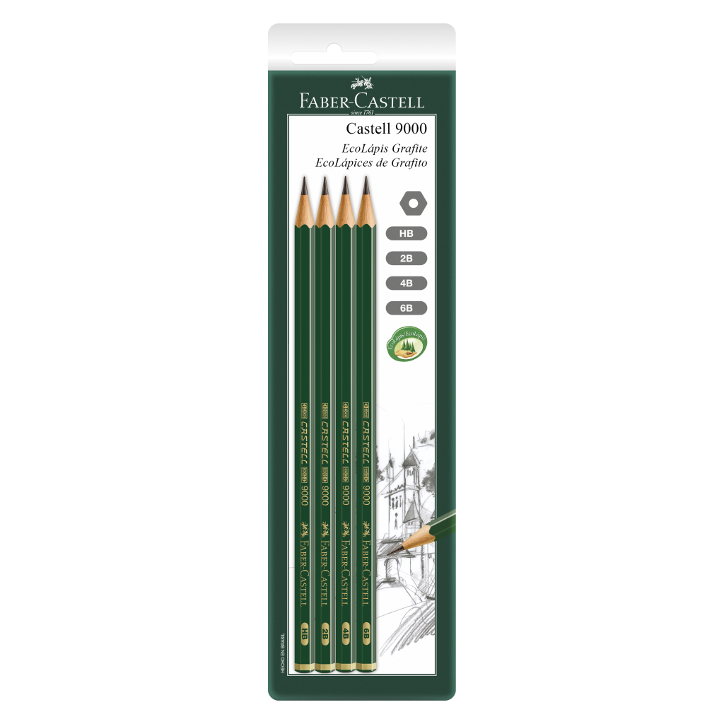 Blister con 4 EcoLápices 9000, HB,2B,4B,6B